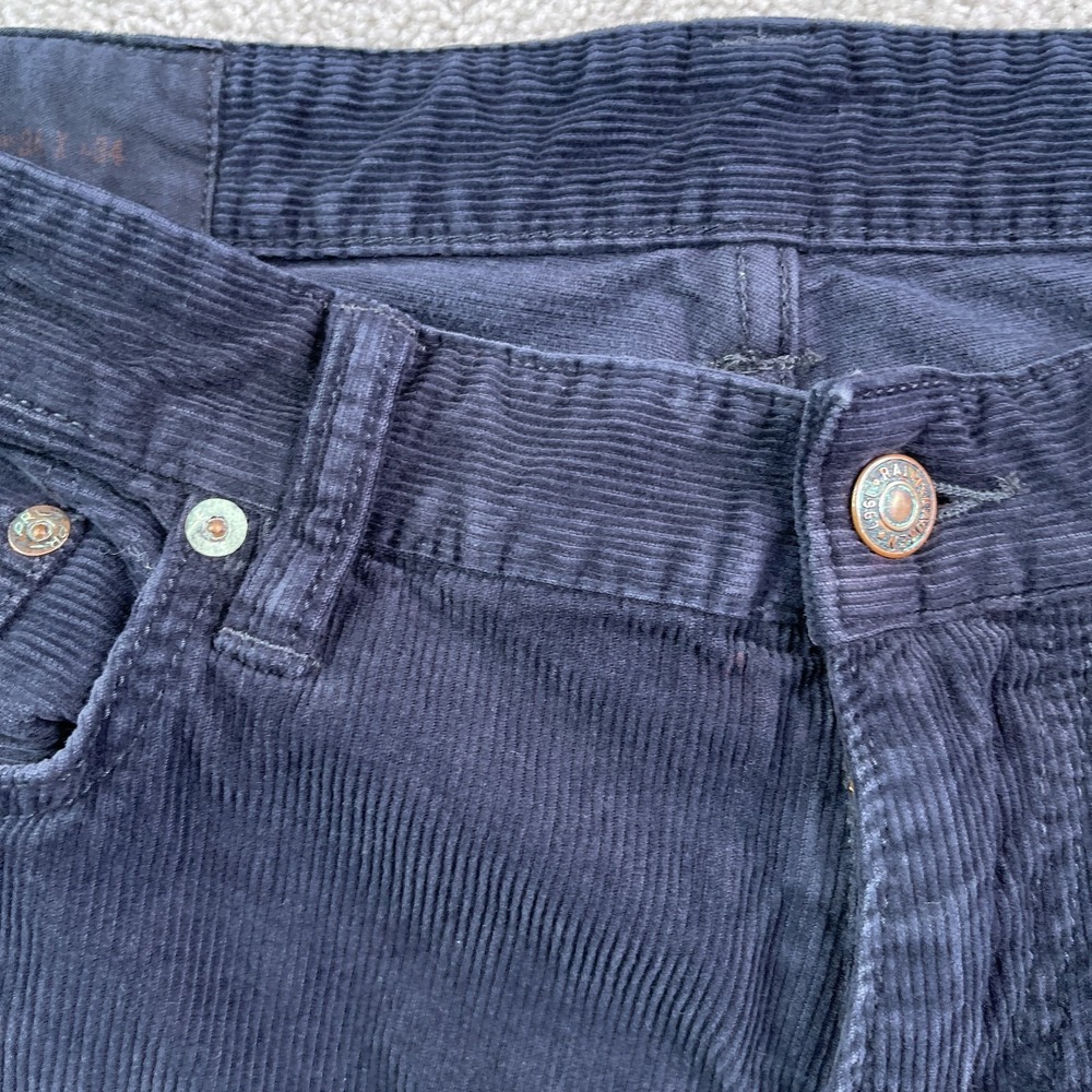 Vintage Polo Ralph Lauren Pants Mens 34x34 Blue Corduroy 650 Straight Cords - Picture 3 of 14